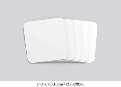 Rounded Square Business Card Mockup. 3D Rendering