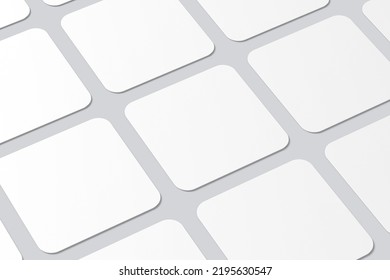 Rounded Square Business Card Mockup. 3D Rendering