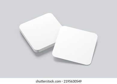 Rounded Square Business Card Mockup. 3D Rendering