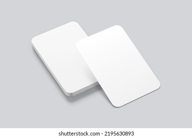 Rounded Vertical Business Card Mockup. 3D Rendering
