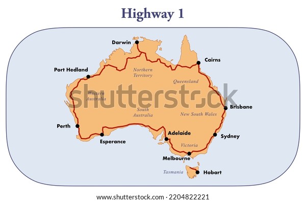 Route Map Highway 1 Australia Stock Illustration 2204822221 | Shutterstock