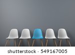 Row of chairs with one odd one out. Job opportunity. Business leadership. recruitment concept. 3D rendering