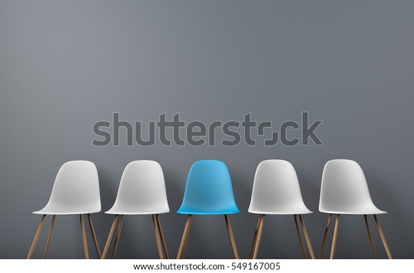 Row of\
chairs with one odd one out. Job opportunity. Business leadership.\
recruitment concept. 3D\
rendering