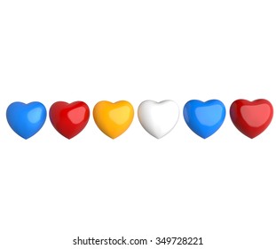 Row Of Colorful Hearts