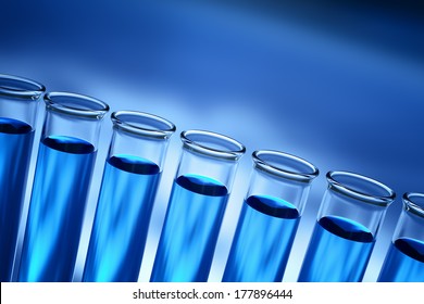 Row Of Test Tubes In The Laboratory - 3D Graphic