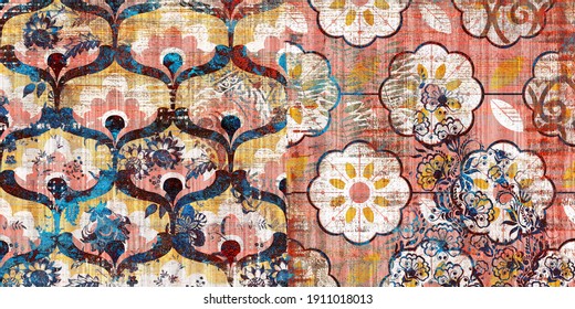 Royal Abstract Multi colour Grunge Background Wall Paper Design.