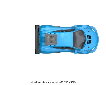 Royal Blue Modern Sports Car - Top Down View - 3D Illustration