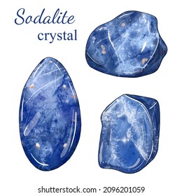 Royal blue sodalite crystals isolated, witch and wiccan power stones, birthstone, beautiful mineral, healing and chakra stones