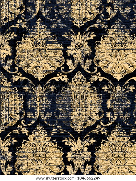 Royal designed grunge texture or background, wallpaper incredible colors modern damask, Fine traditional ornament with oriental golden elements Elegant template for wallpaper, textile, shawl, carpet