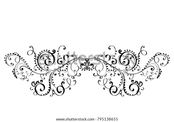 Royal floral ornament. Black\
decoration isolated on white background. Illustration. Raster\
version