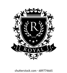 Royal Heraldic Emblem Shield Crown Laurel Stock Illustration 689774665 ...