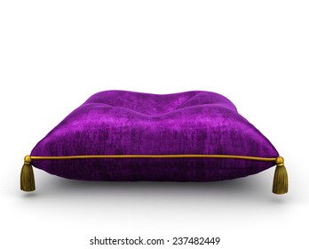 Royal Purple Velvet Pillow On White Background 