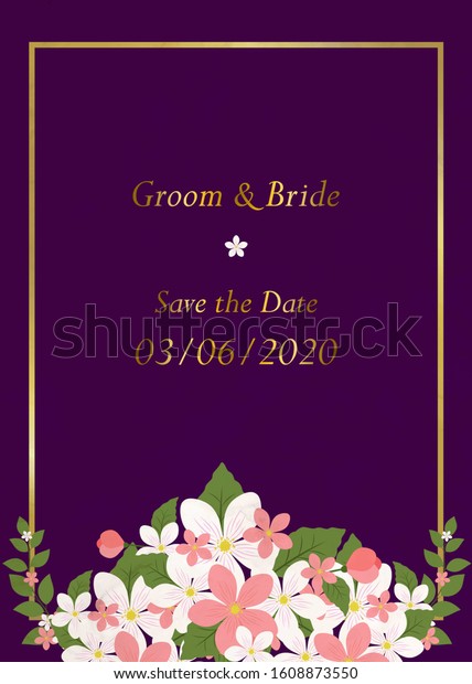 Royal Purple Wedding Card Invitation Design Stock Illustration 1608873550