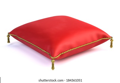 Royal Red Velvet Pillow Isolated On White