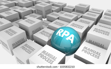 RPA Robotic Process Automation Reduce Manual Tasks 3d Illustration