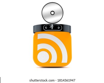 RSS Icon With Doctor Mirror Isolated On White Background. 3d Illustration