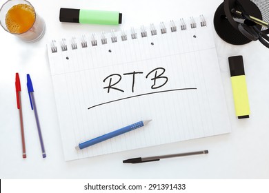 RTB - Real Time Bidding - Handwritten Text In A Notebook On A Desk - 3d Render Illustration.