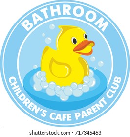 Rubber Duck Logo In The Bathroom With Soap Bubbles