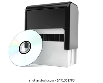Rubber stamp with cd disc isolated on white background. 3d illustration