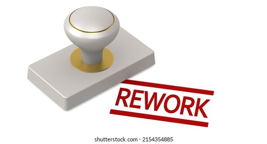 Rubber Stamp With Rework Word, 3d Rendering