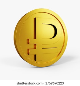 Rubble Icon Gold Coin Color 3D Currency Symbols, Currency Icon Right View