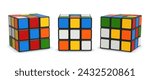 Rubiks Cube Set , This is a 3d rendered computer generated image. Isolated on white.