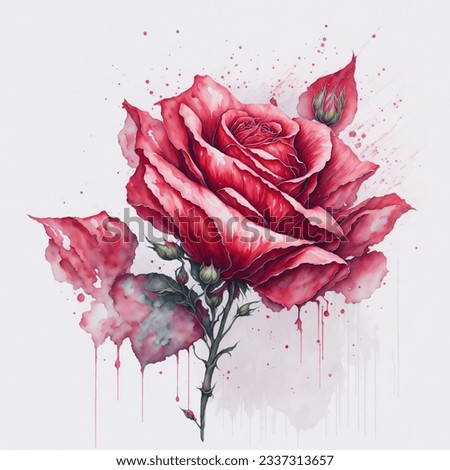 Ruby Blossom- A Captivating Watercolor Painting of a Red Rose