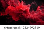 Ruby Color Splash on a black Background. Artistic Color Explosion
