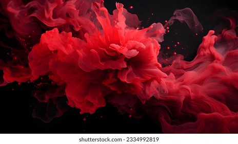 Ruby Color Splash on a black Background. Artistic Color Explosion

