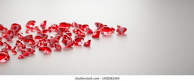 Ruby Gem Diamond isolated on white background ,soft focus, 3d rendering.