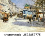 Rue Lepic, the corner of Rue Puget and Place Blanche (1890) by Louis Abel-Truchet. Vintage artwork drawing illustration. Old vintage drawing illustration. old painting art print