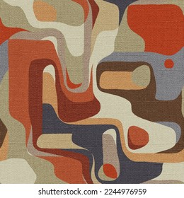 Rug seamless texture with abstract pattern, ethnic fabric, grunge background, boho style pattern, 3d illustration