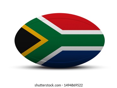 Rugby Ball With The Flag Of South Africa