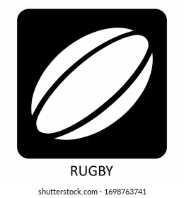 Rugby Ball Icon On Dark Background With Label