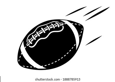 Rugby ball, silhouette. Flying rugby ball. Illustration isolated on a white background - Powered by Shutterstock