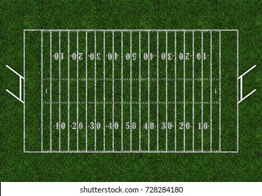 Rugby Field With Gates. Top View. American Football. 3D Illustration