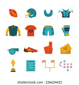 Rugby Game Accessories Flat Pictograms Collection With Chest Protective Gear And Gum Shield Abstract Isolated  Illustration