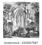 Ruins of Netley abbey in Hampshire (England) - Vintage engraved illustration