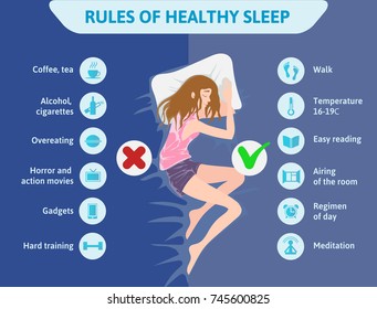 Rules Healthy Sleep Infographics Illustration Cute Stock Illustration ...