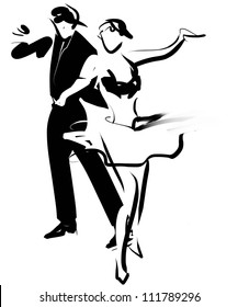 Black Vector Silhouette Couple Dressed 1920s Stock Vector (Royalty Free ...