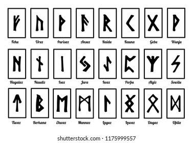 Runic Symbols Their Names Runes Fortunetelling Stock Illustration ...