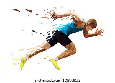 Runner Sprinter Explosive Start Running Polygonal Stock Illustration ...