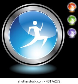 Runner stick figure isolated web icon on a background.
