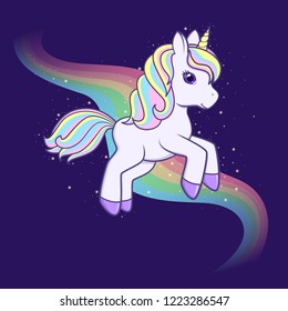 White Unicorn Rainbow Hair Vector Illustration Stock Vector (Royalty ...