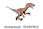 running Dromaeosaur dinosaur (3d illustration isolated on white background)