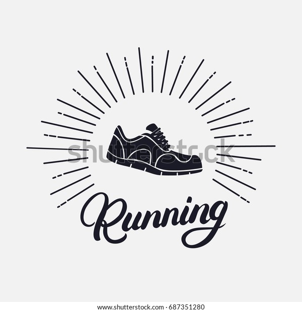 Running Hand Written Lettering Running Shoes Stock Illustration 687351280