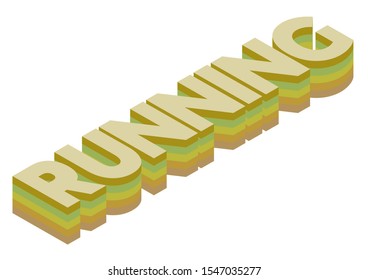 Running Isometric word 3D rendering isolated background
