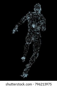 Running Man. Dots and lines with triangles. Network connection. 3d illustration