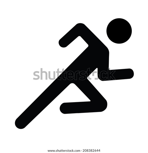 Running Man Icon White Black Silhouette Stock Illustration 208382644