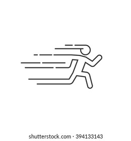 Running Man Illustration With Motion Blur Track Lines,abstract Running Person Silhouette Symbol, Modern Simple Sprinter Trail Shape, Flat Linear Outline Style Icon Design Isolated On White Sign Image